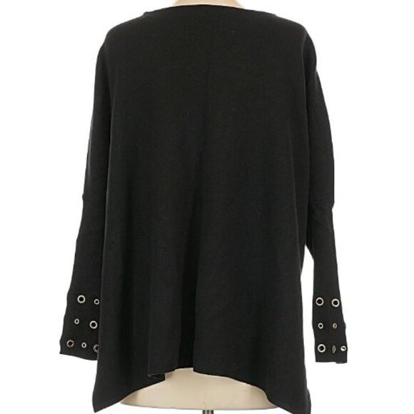 Chico's Black Grommet Detail Sweater  Poncho Embellished  S/M - Picture 2 of 4